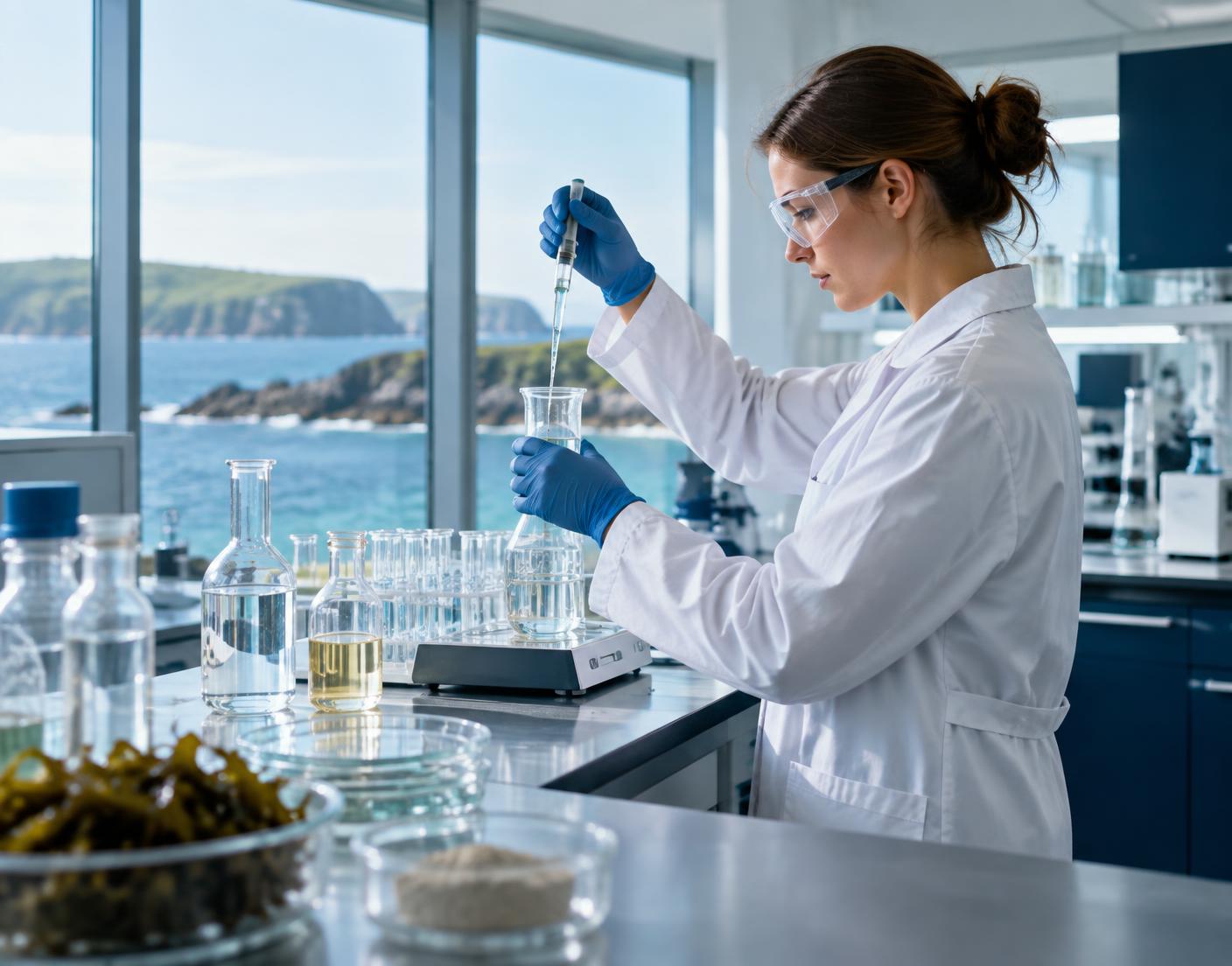Scientist working with marine ingredient formulations